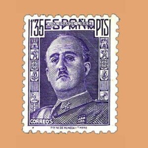 Edifil 1001 General Franco Sello 1,35ptas. 1946 violeta