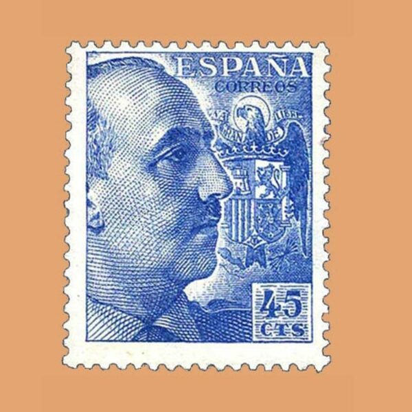 Edifil 1052 Cid y General Franco Sello 45cts. 1949 azul