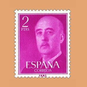 Edifil 1158 General Franco Sello 2ptas. 1955 púrpura