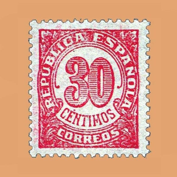 Edifil 750 Cifras Sello 30cts. 1938 rojo
