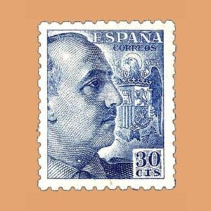 Edifil 924 General Franco Sello 30cts. 1940 azul