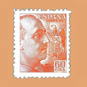 Edifil 928 General Franco Sello 60cts. 1940 naranja