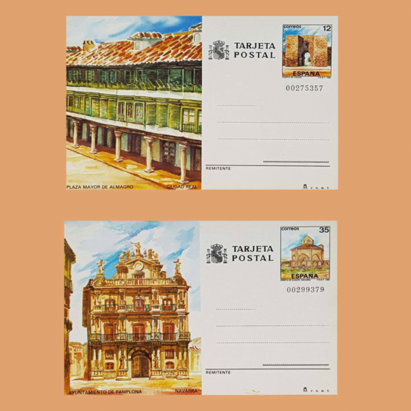 Enteros Postales 141-142. Turismo. Ciudad Real, Navarra 1986