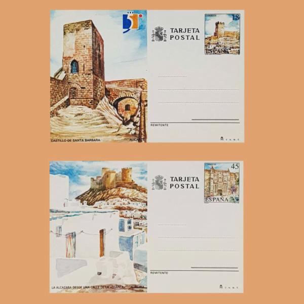 Enteros Postales 149-150. Turismo. Alicante, Almería 1990