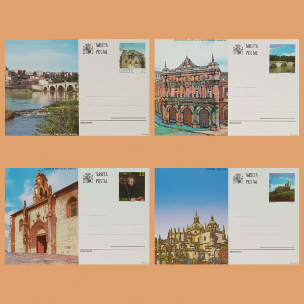 Enteros Postales 163-166. Zamora, Palencia, Burgos Segovia 1997