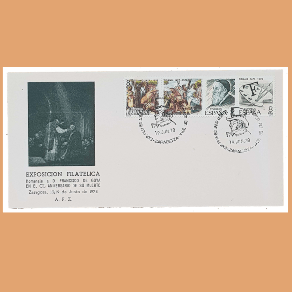 Sobre Exposición Filatélica. Goya. Zaragoza, 19 Junio 1978. SE0142