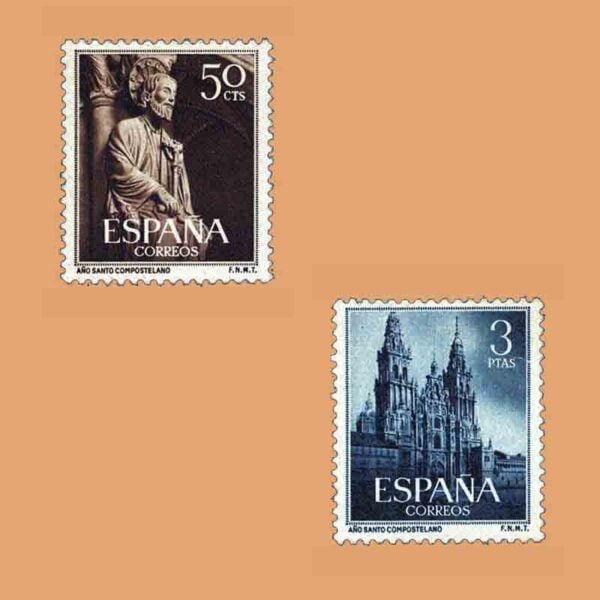 Edifil 1130-1131. Serie Año Santo Compostelano. 2 valores. ** 1954
