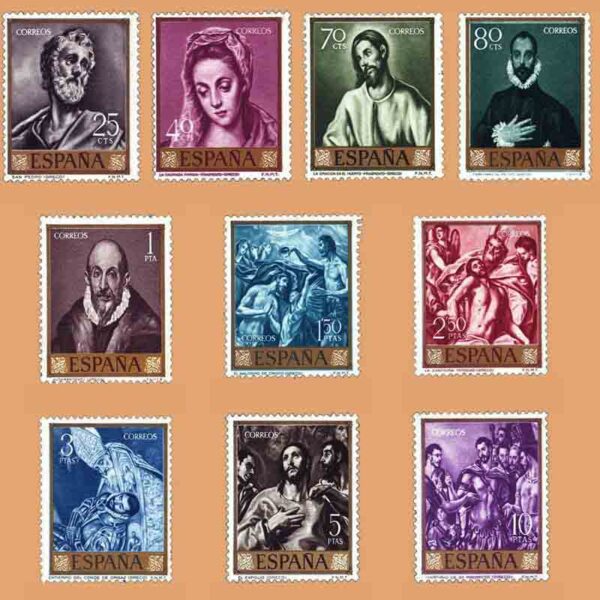 Edifil 1330-1339. Serie El Greco, Domeniko Theothocopulos. 10 valores. ** 1961
