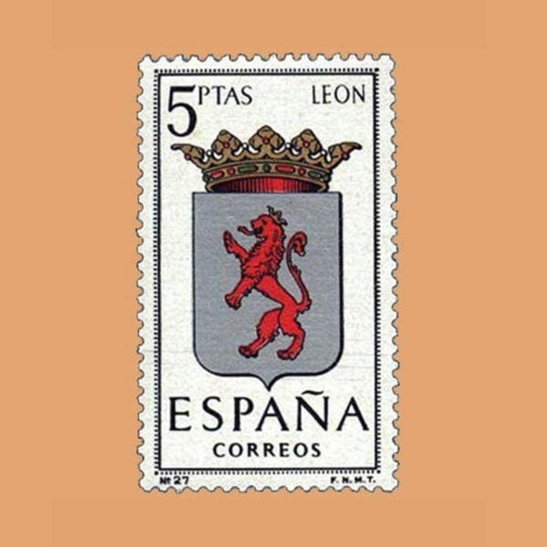 Edifil 1553. Escudos de Capitales de Provincias. León. Sello 5 ptas. ** 1964