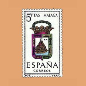 Edifil 1558. Escudos de Capitales de Provincias. Málaga. Sello 5 ptas. ** 1964