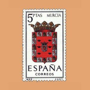Edifil 1559. Escudos de Capitales de Provincias. Murcia. Sello 5 ptas. ** 1964