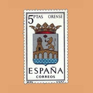 Edifil 1561. Escudos de Capitales de Provincias. Orense. Sello 5 ptas. ** 1964