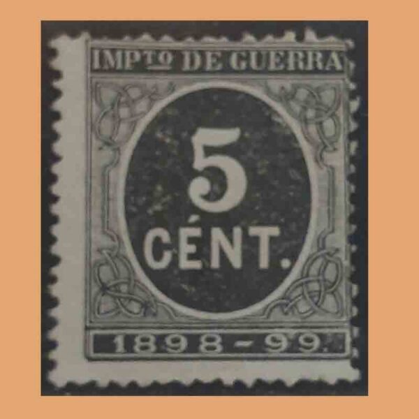 Edifil 236. Cifra y Leyenda 1898-99. Impuesto de guerra. 5 céntimos