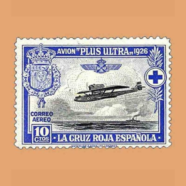 00340. Pro Cruz Roja española. Avión Plus Ultra. 10 céntimos. 1926