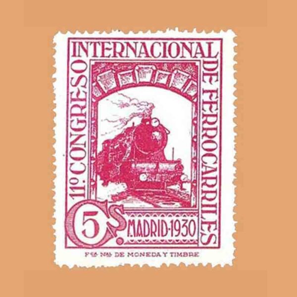 Edifil 471. XI Congreso Internacional de Ferrocarriles Sello 5 cts. 1930