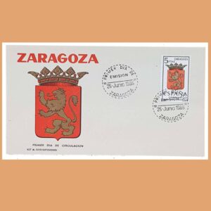 Edifil 1701 PD. Escudo Zaragoza 1966. Sobre Primer Día