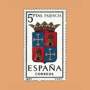 Edifil 1631. Escudos de Capitales de Provincias. Palencia. Sello 5 ptas. ** 1965