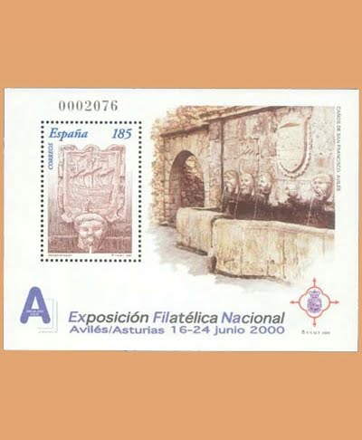Edifil 3716. Hoja Bloque Exposición Filatélica Nacional EXFILNA. Sello 185 ptas. ** 2000