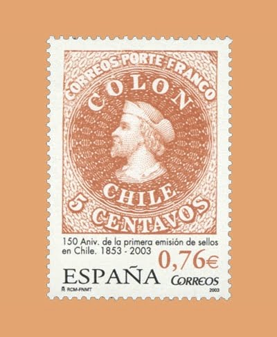 Edifil 3997. Emisión de sellos de Chile. 0,76€. **2003