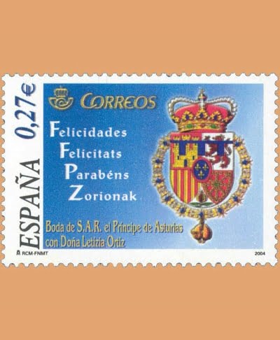 Edifil 4083. Boda del Príncipe de Asturias con Leticia. 0,27€. **2004