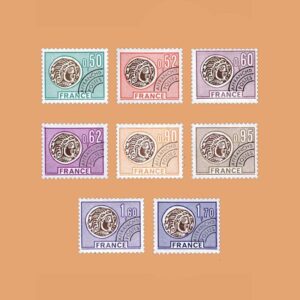1976 Francia Serie 138/45 Preobliterados. Monedas galas
