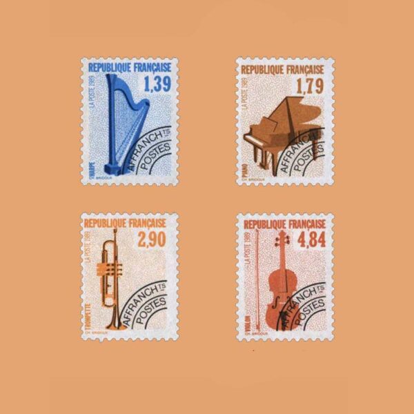 1989 Francia Serie 202/5 Preobliterados. Instrumentos Musicales