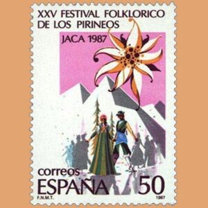 Edifil 2910. XXV Festival Folklórico de los Pirineos en Jaca. Sello de 50 pts. **1987