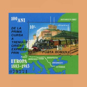 Rumanía BF163. Hoja Centenario del Orient Express **1983
