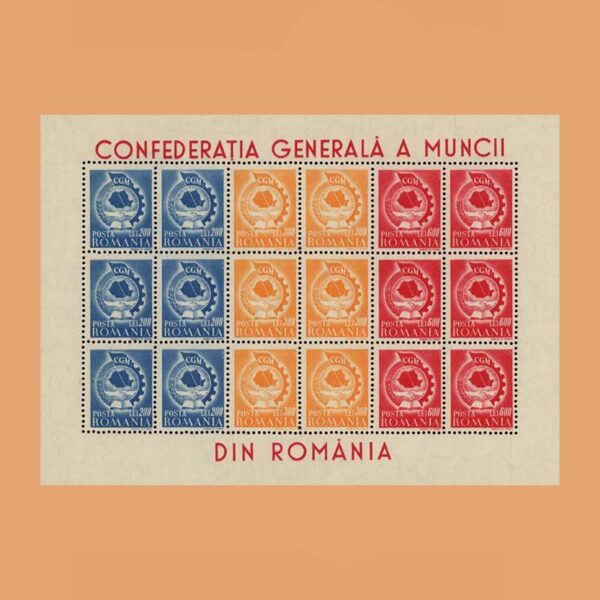 Rumanía BF36B. Hoja Confederación General del Trabajo **1947