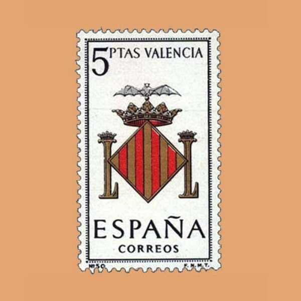 Edifil 1697. Escudos de Capitales de Provincia. Valencia. **1966