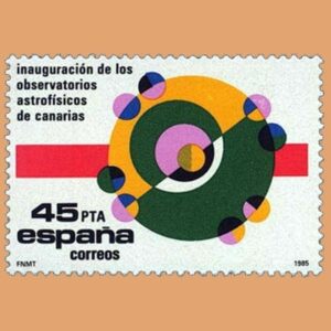 Edifil 2802. Observatorios Astrofísicos de Canarias. Sello 45 ptas. **1985