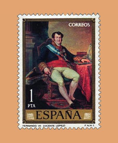 Edifil 2146. Fernando VII por Vicente López. Sello 1 pts.. **1973