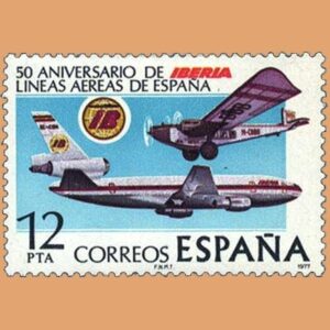 Edifil 2448. Aniversario de Iberia. Sello 12 pts. **1977