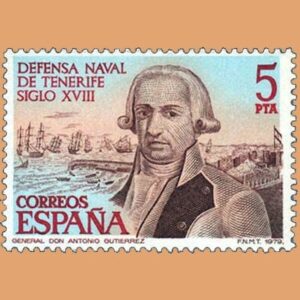 Edifil 2536. Defensa Naval de Tenerife. Sello 5 pts. **1979