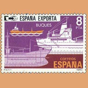 Edifil 2564. España Exporta. Buques. Sello 8 pts. **1980