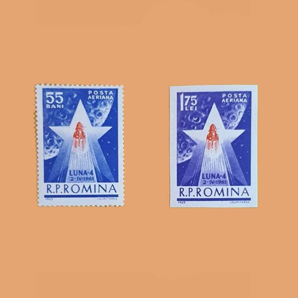 Rumanía PA173/4. Serie Luna 4. 2 valores **1963
