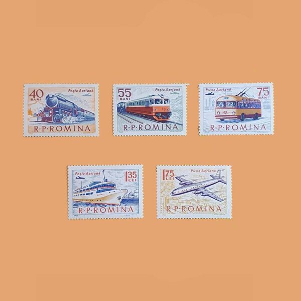 Rumanía PA184/8. Serie Transportes. 5 valores *1963