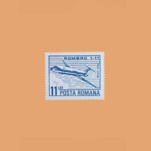 Rumanía PA293. Avión Comercial ROMBAC 1-11. 11 Lei **1983
