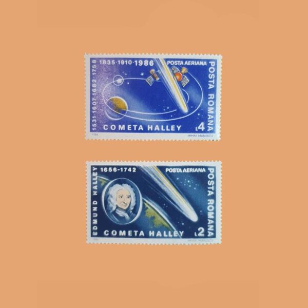 Rumanía PA299/300. Serie Cometa Halley. 2 valores **1986