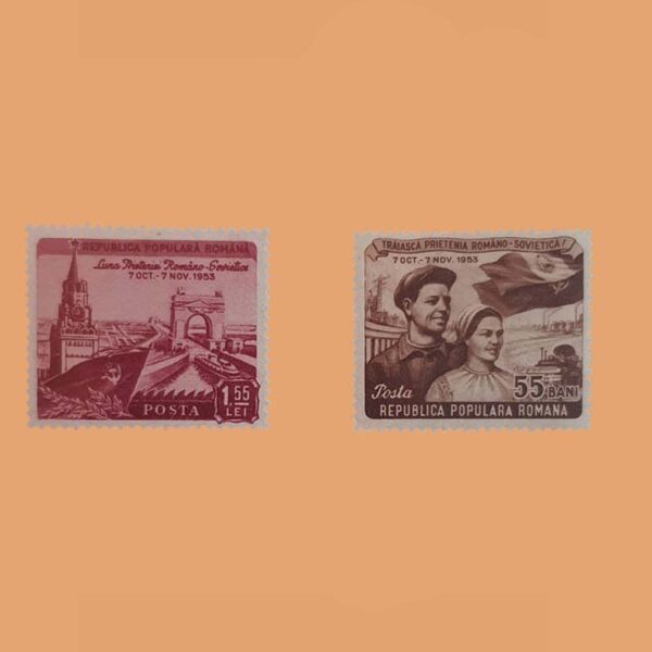 RO 1327/8. Serie Amistad rumano soviética. 2 valores **1953