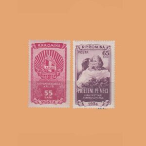 RO 1367/8. Serie Amistad rumano-soviética. 2 valores **1954