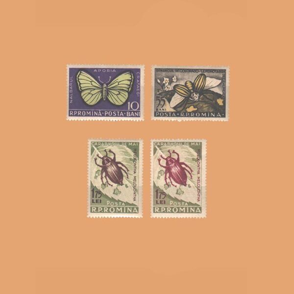 RO 1461/4. Serie Insectos Dañinos. 4 valores *1956