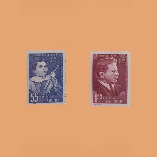 RO 1500/1. Serie Aniversario George Enescu. 2 valores *1956