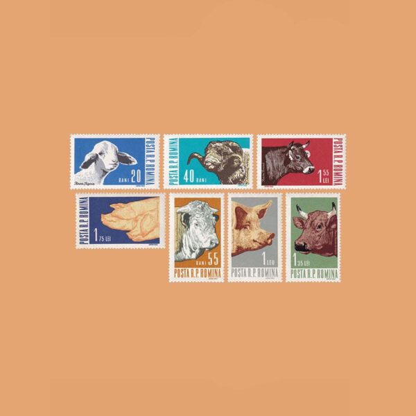 RO 1889/95. Serie Animales de Raza. 7 valores **1962