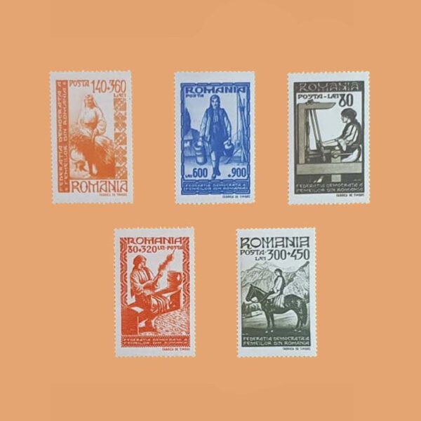 RO 925/9. Serie Federación Demócrata Femenina. 5 valores **1946