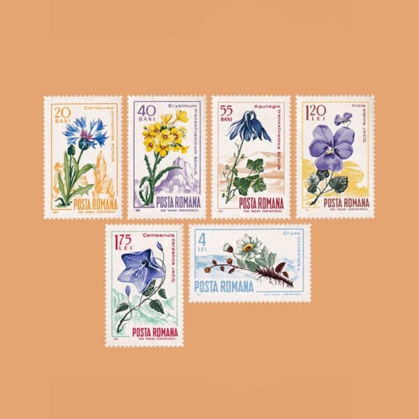 RO 2304/9. Serie Flores de los Cárpatos. 6 valores **1967