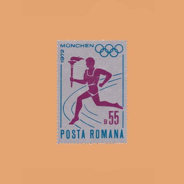 RO 2704. Antorcha Olímpica JJ.OO. Múnich. 55 Bani **1972