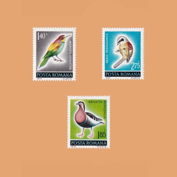 RO 2741/3. Serie Protección de la Naturaleza. Pájaros. 3 valores **1973