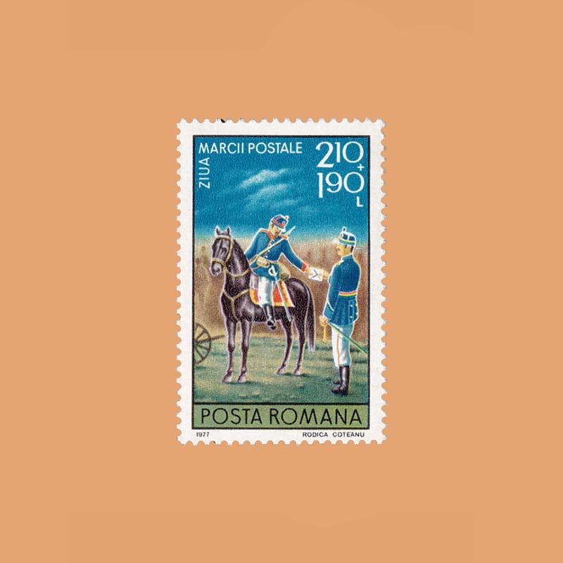 RO 3071. Día del Sello. 2'10+1'90 Lei **1977