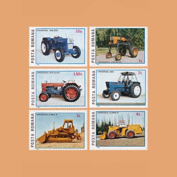 RO 3605/10. Serie Tractores Rumanos. 6 valores **1985